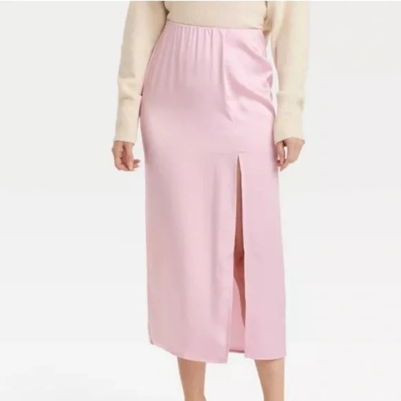 A New Day Women's A-Line Maxi Slip Skirt bubblegum pink Size large - Picture 1 of 5